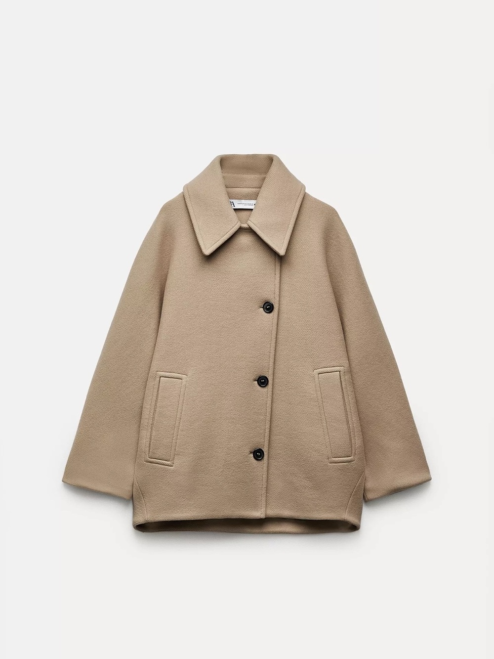Zara Tan Wool-Blend Cape Jacket